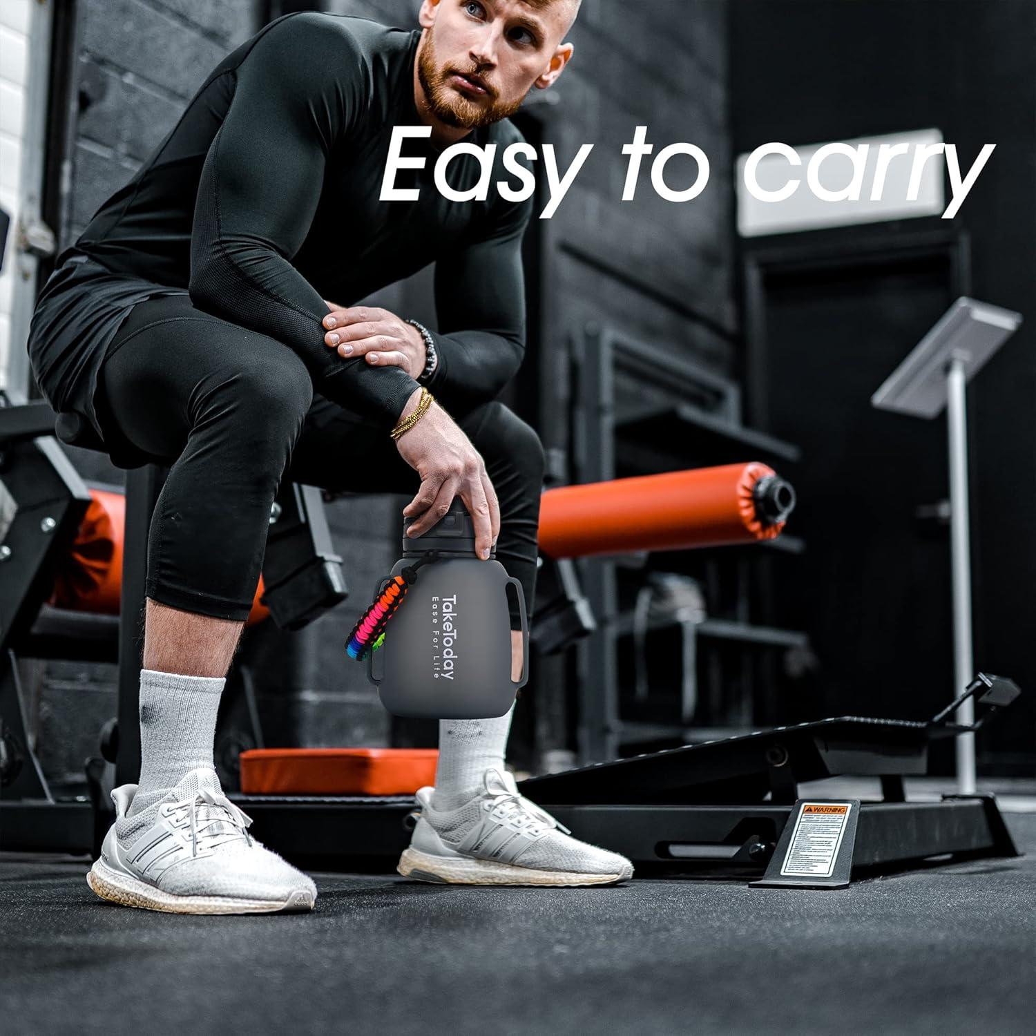 Botella de Agua Plegable TakeToday 1.2L Silicona Negra