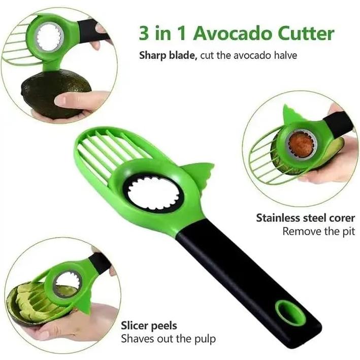 Cortador de Aguacate 3-en-1 SPRINT4DEALS - Acero Inoxidable, Verde