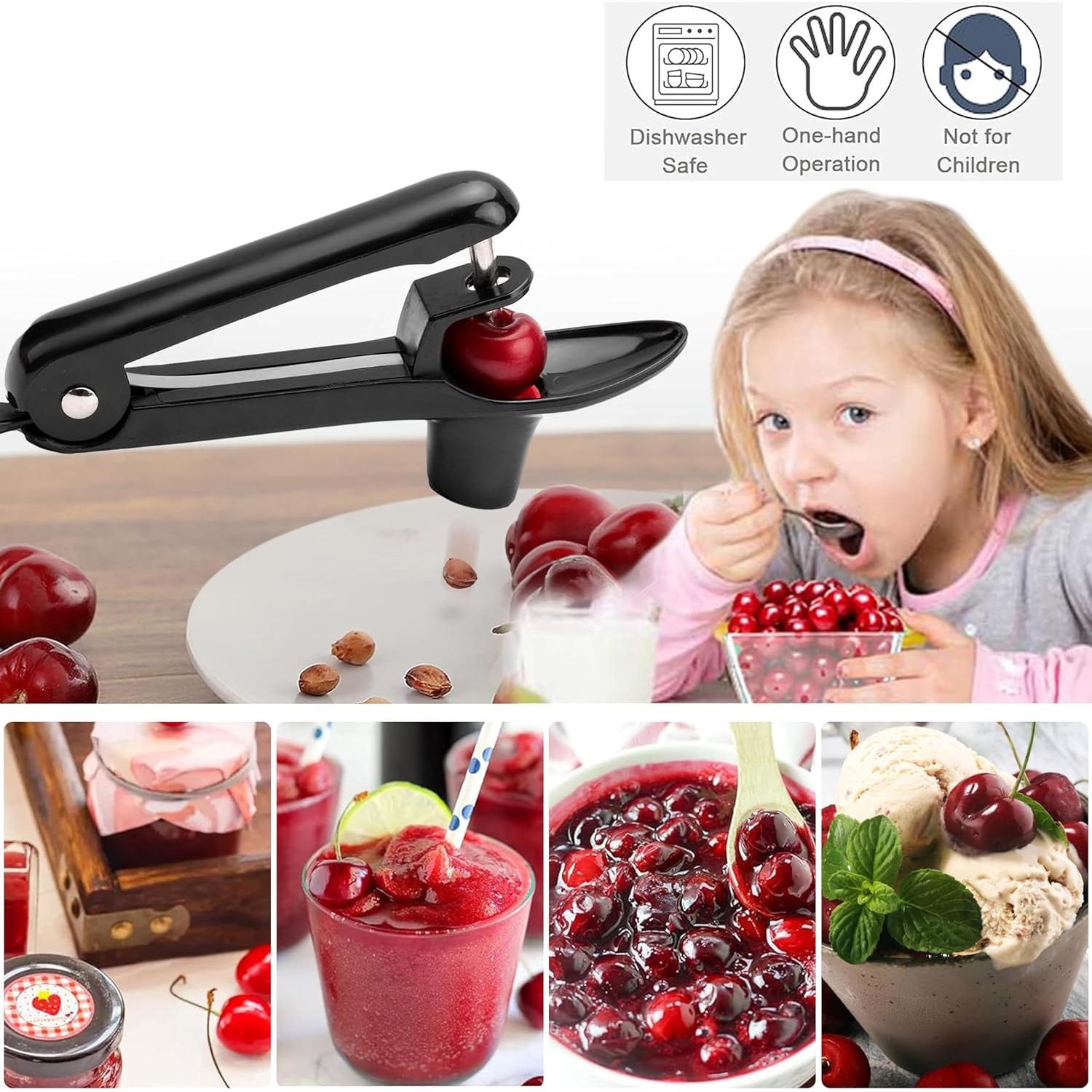 Deshuesador de Cereza Wdaxze Negro - Acero Inoxidable, 20 cm