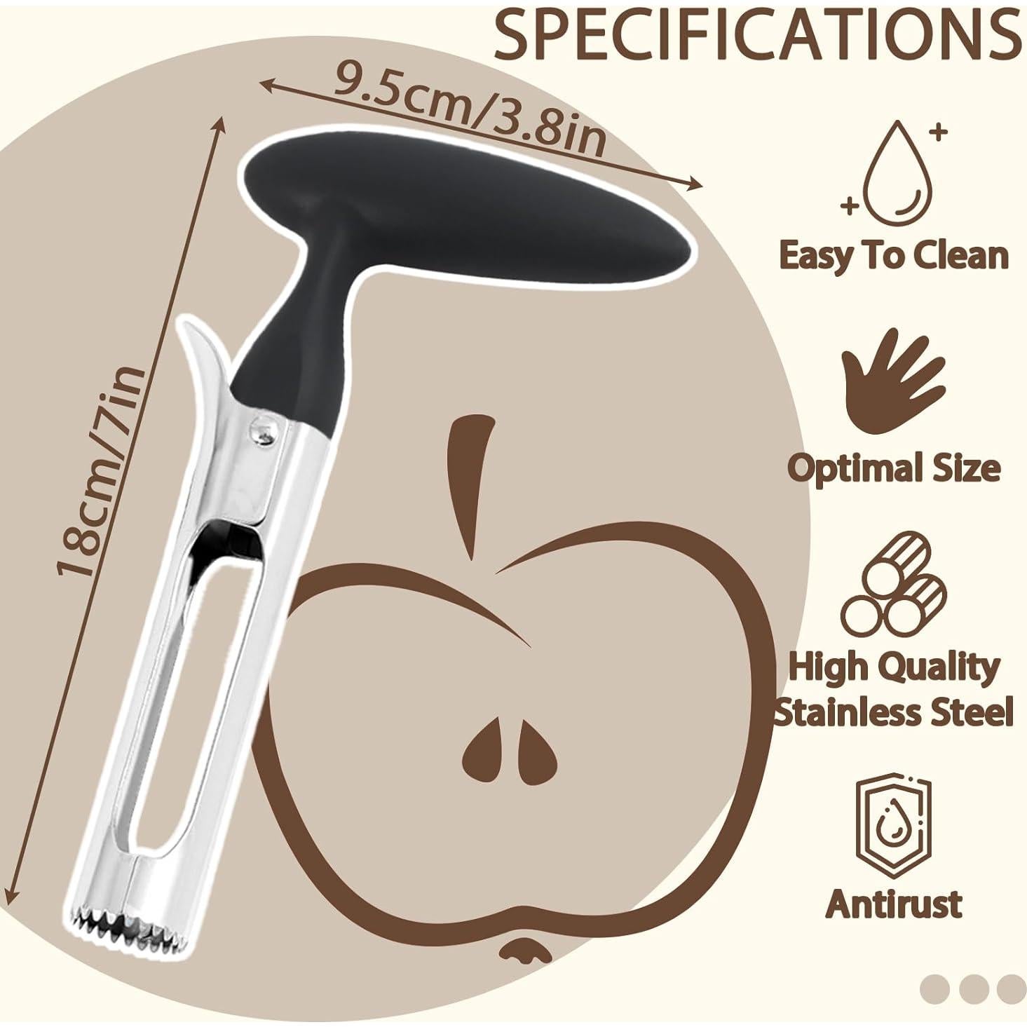 Descorazonador de Manzanas Hzyxgs - Acero Inoxidable Negro