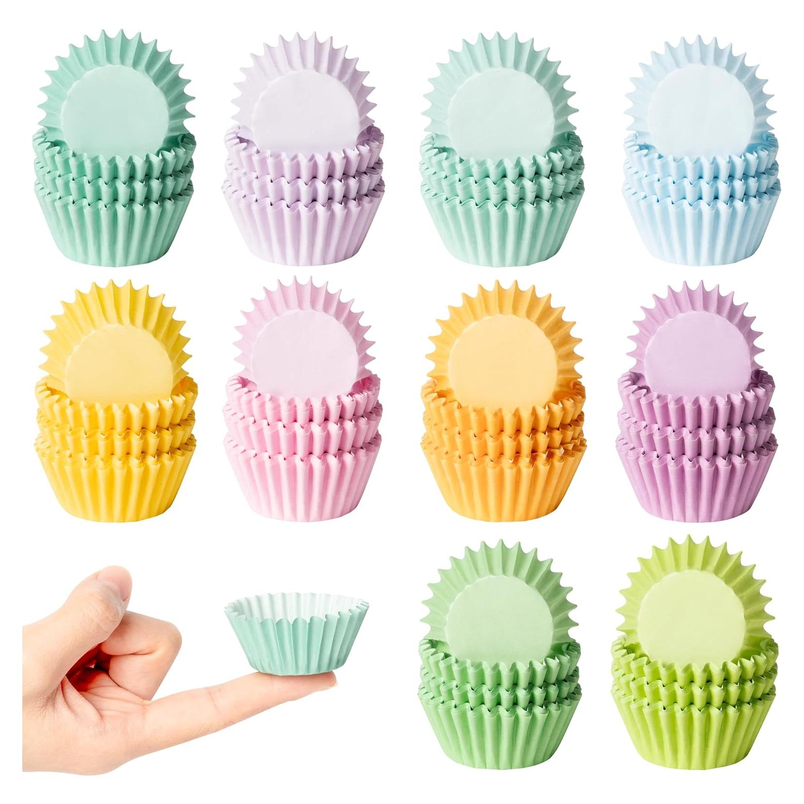 Forros de Cupcake COcnny - 600pcs Mini Papel Colores Pastel