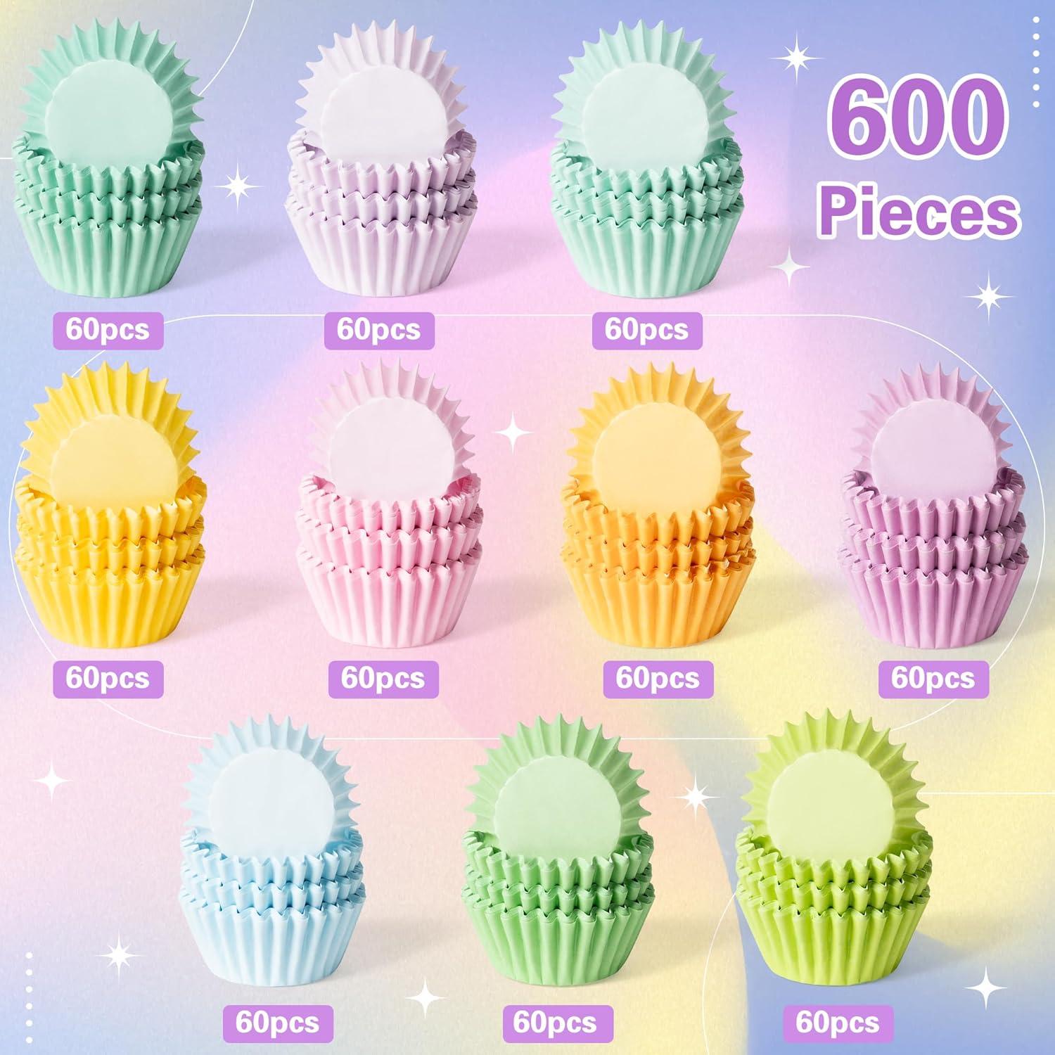 Forros de Cupcake COcnny - 600pcs Mini Papel Colores Pastel