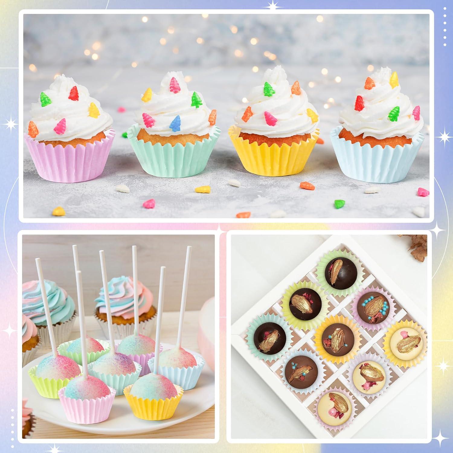 Forros de Cupcake COcnny - 600pcs Mini Papel Colores Pastel