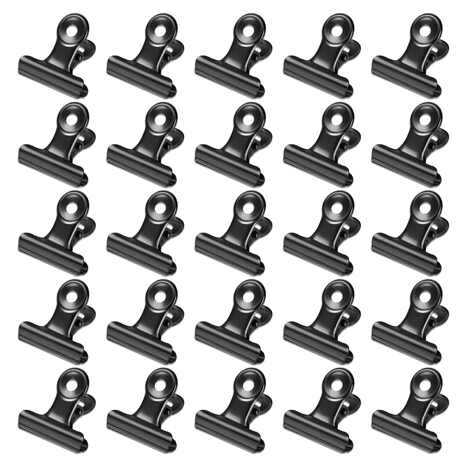30 Clips Bulldog Orcielo 22mm Metal Negro para Oficina y Manualidades