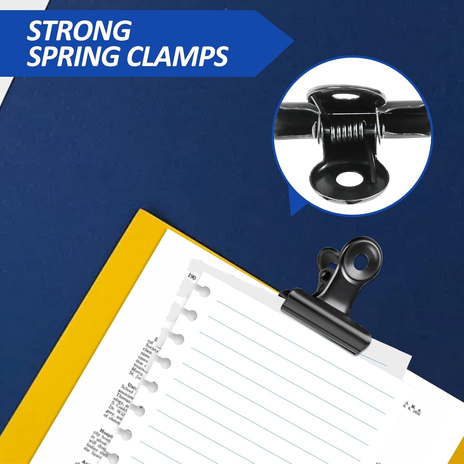 30 Clips Bulldog Orcielo 22mm Metal Negro para Oficina y Manualidades