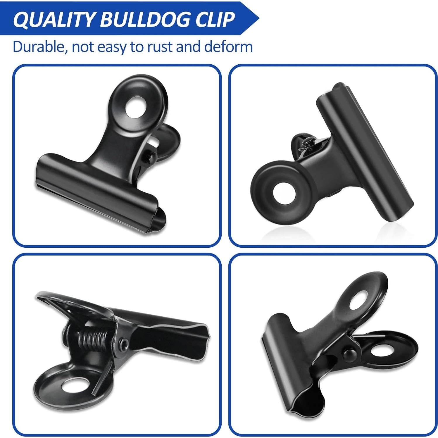 30 Clips Bulldog Orcielo 22mm Metal Negro para Oficina y Manualidades