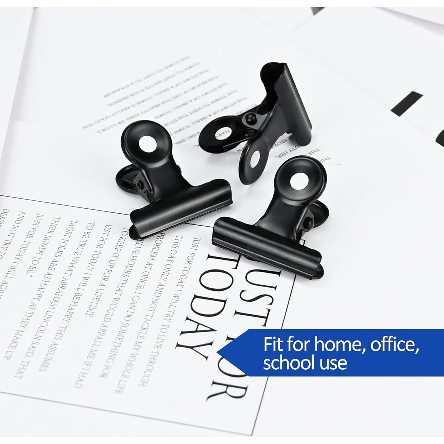 30 Clips Bulldog Orcielo 22mm Metal Negro para Oficina y Manualidades