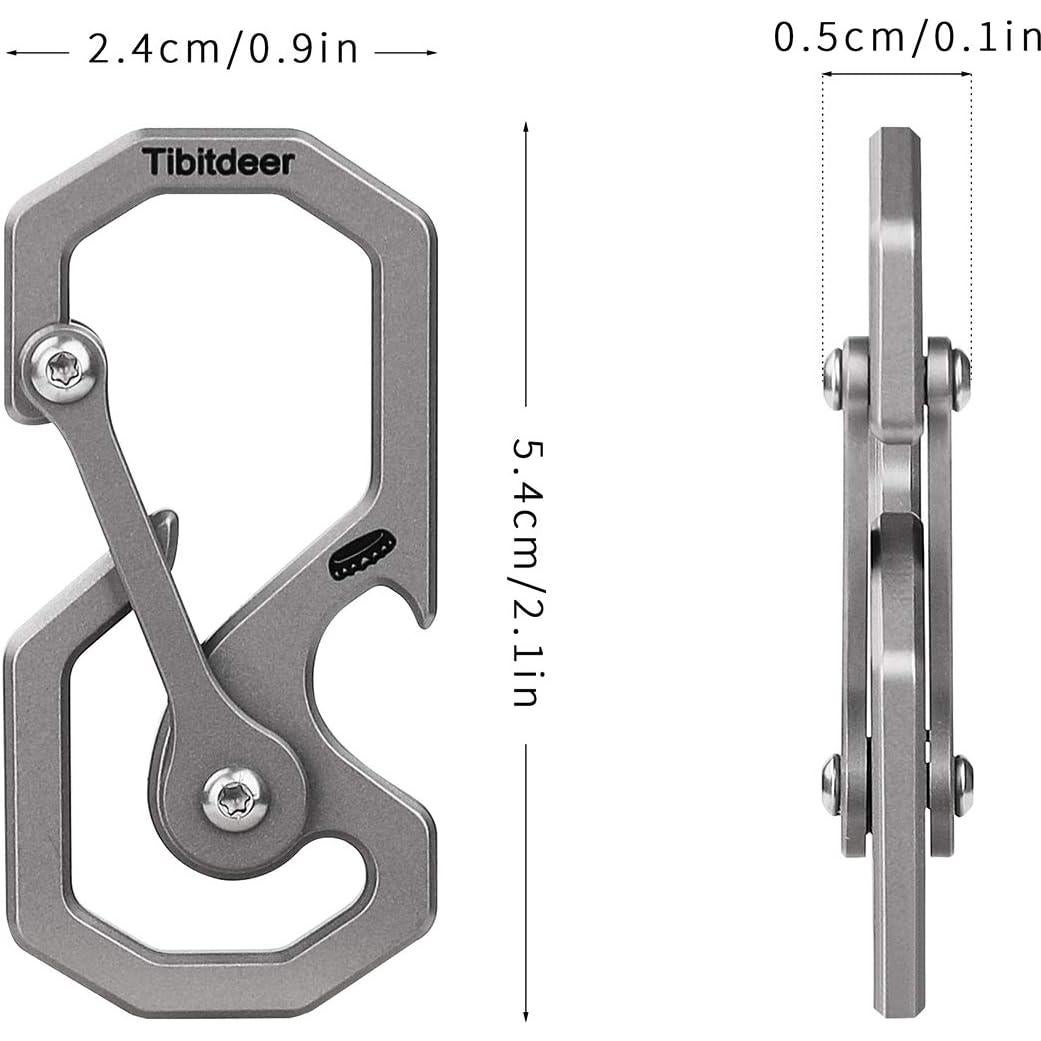 Llave de Titanio Multifuncional Clip Carabiner Gris