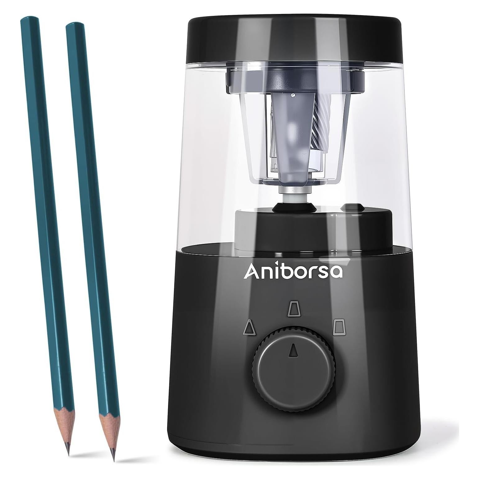 Sacapuntas Eléctrico Aniborsa Negro con Agudeza Ajustable