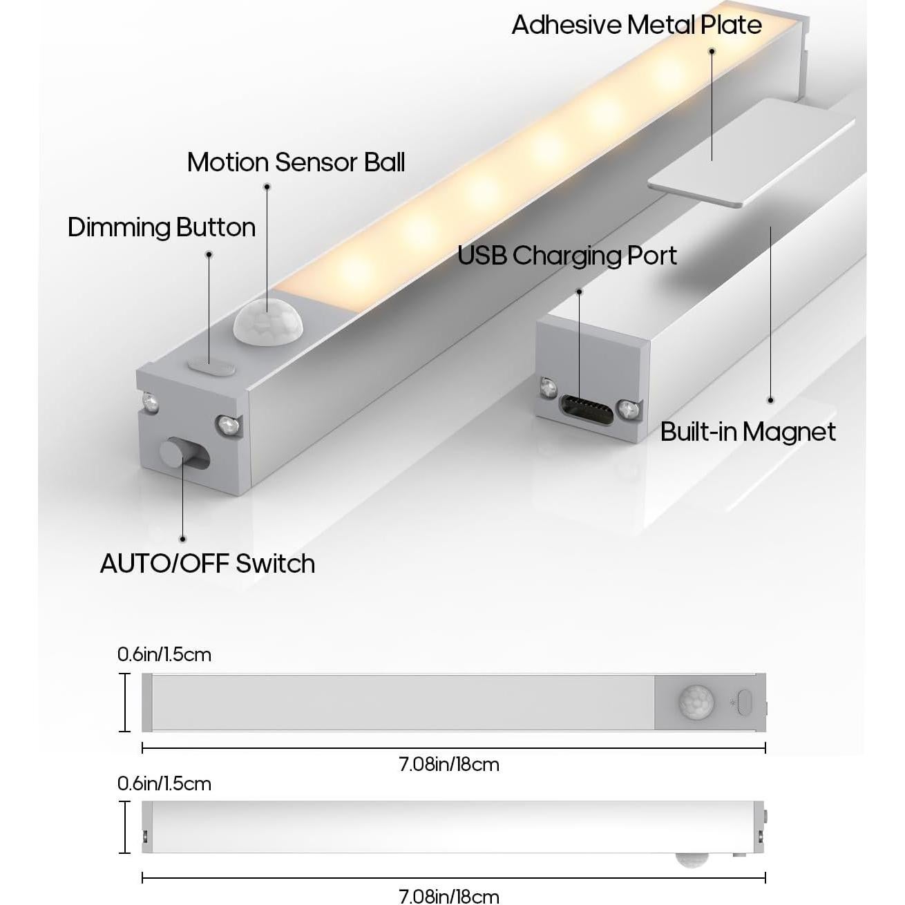 Luces LED Inalámbricas Goodea 7'' con Sensor de Movimiento 3 pcs