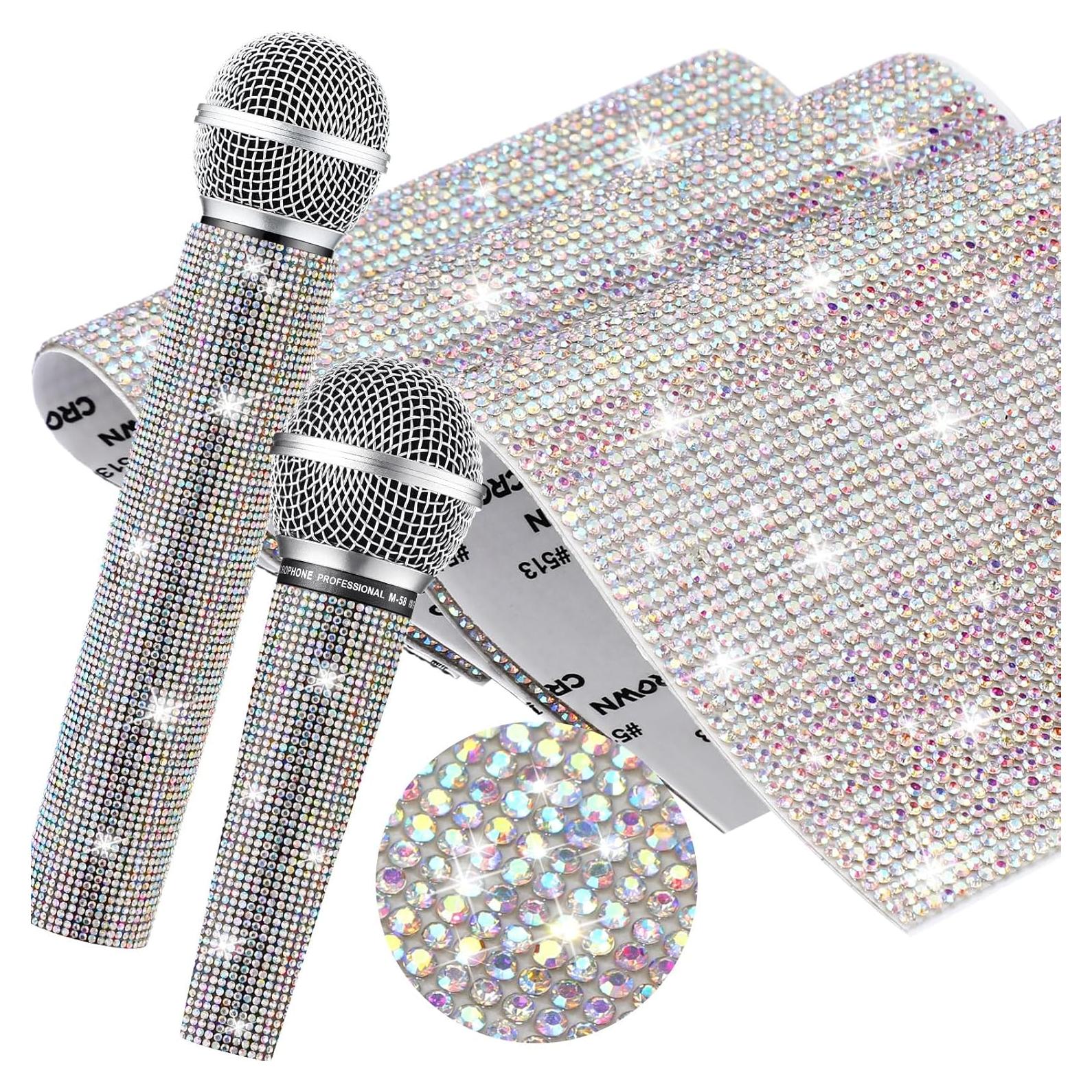 Cubiertas de Rhinestone para Micrófono Remuuly - 3 Pcs 12.5x18.5 cm