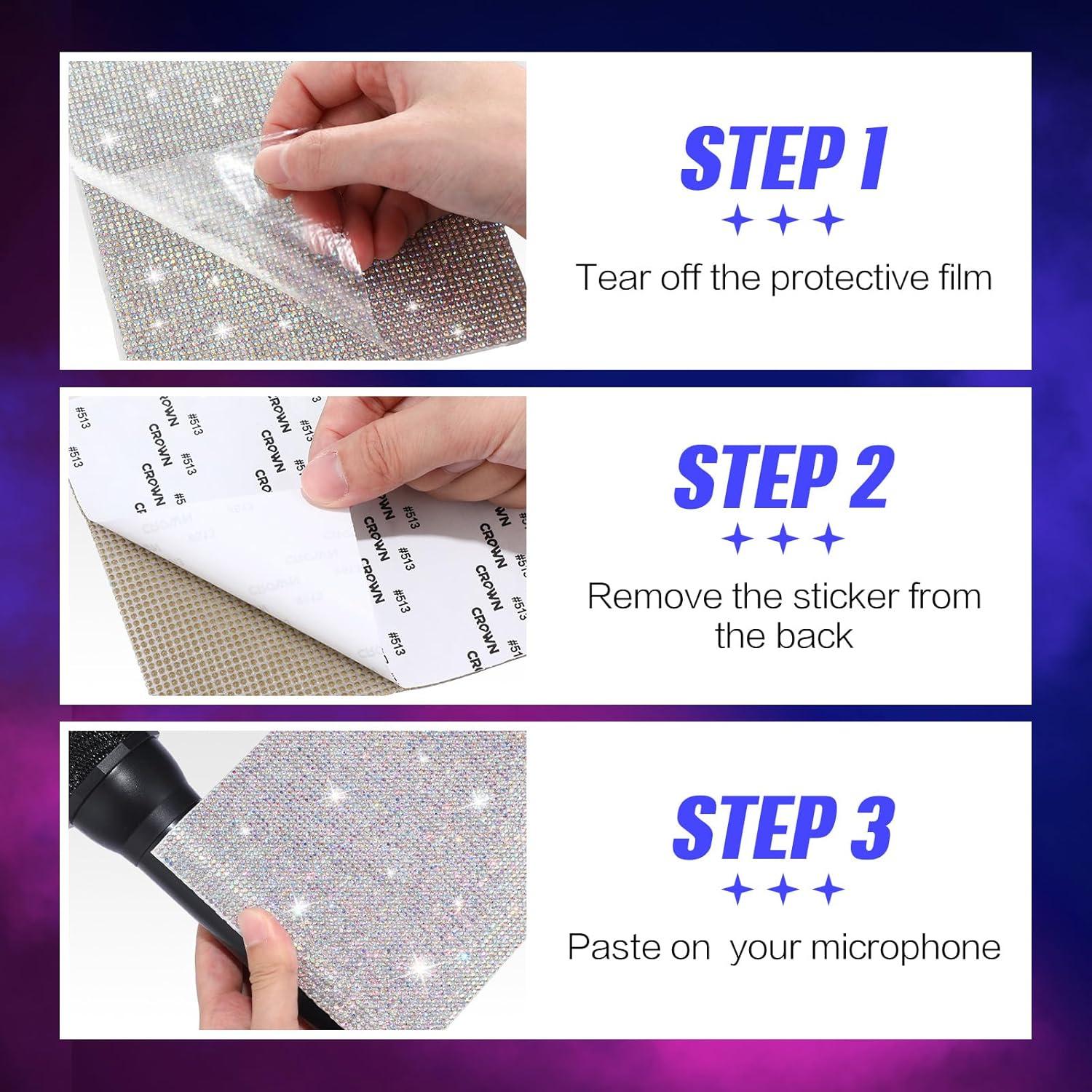 Cubiertas de Rhinestone para Micrófono Remuuly - 3 Pcs 12.5x18.5 cm