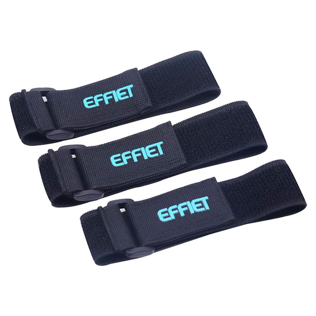 3 Correás Ajustables EFFIET de Gancho y Bucle 38 cm Negro