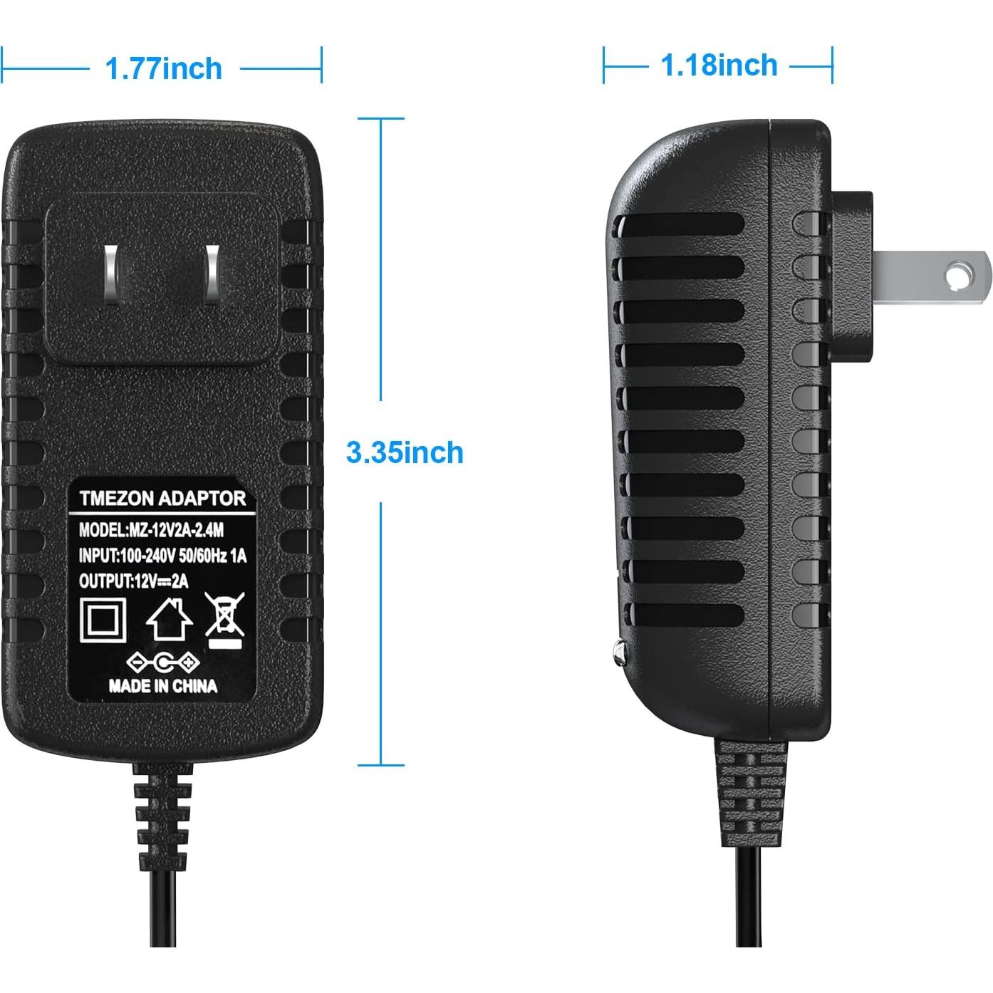 Adaptador de corriente TMEZON 12V 2A con cable 2.4m