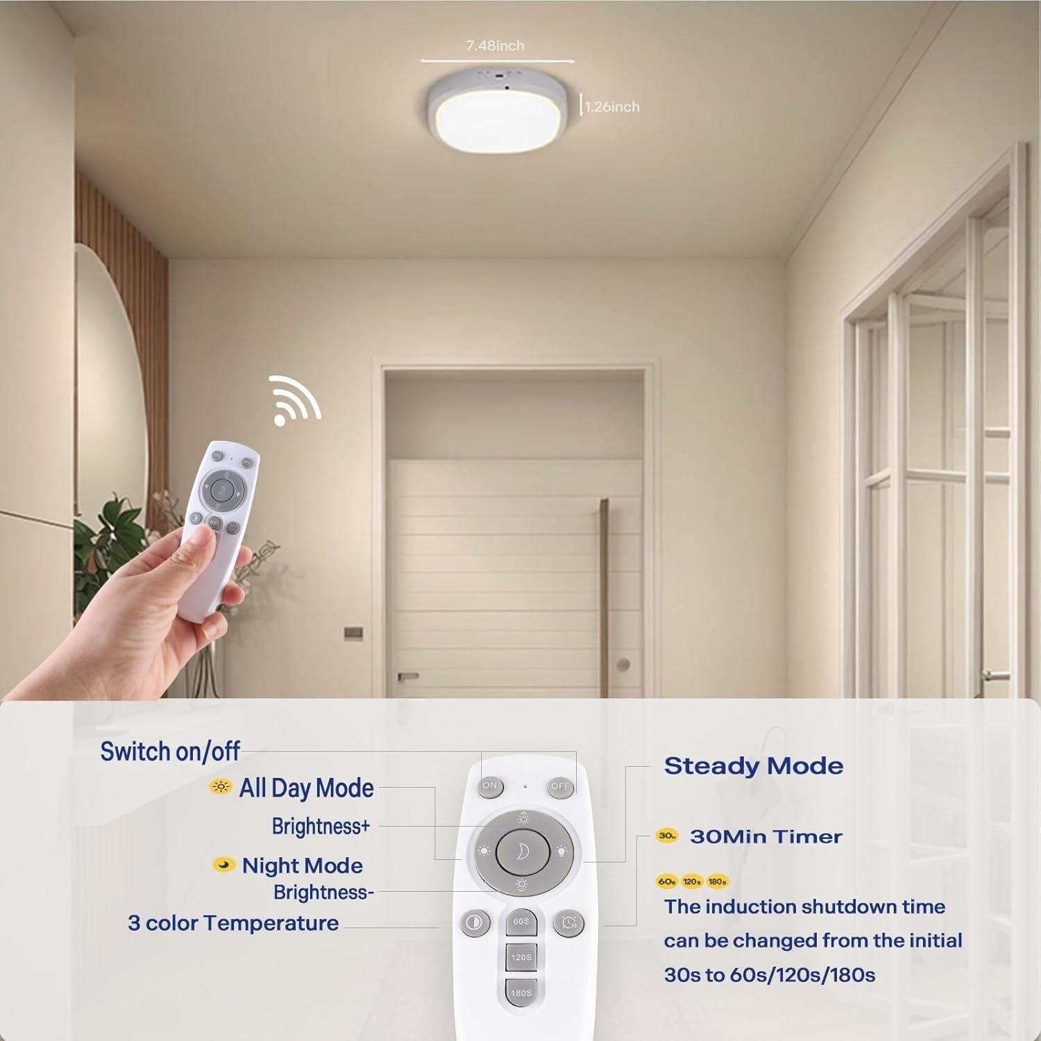 Luz de Techo Inalámbrica KNHUOS con Sensor de Movimiento 550LM