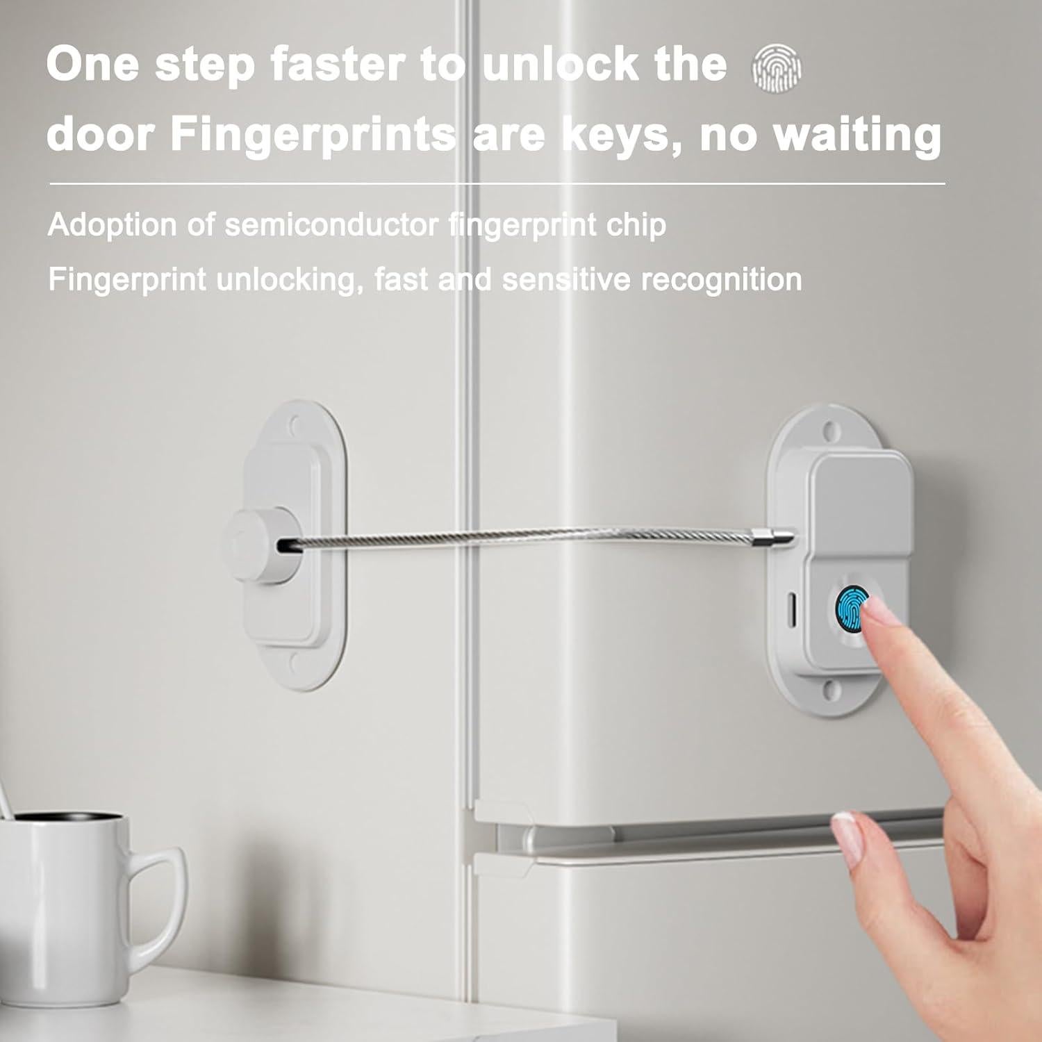 Cerradura de Refrigerador KIZZHISI Biométrica con Huella Dactilar