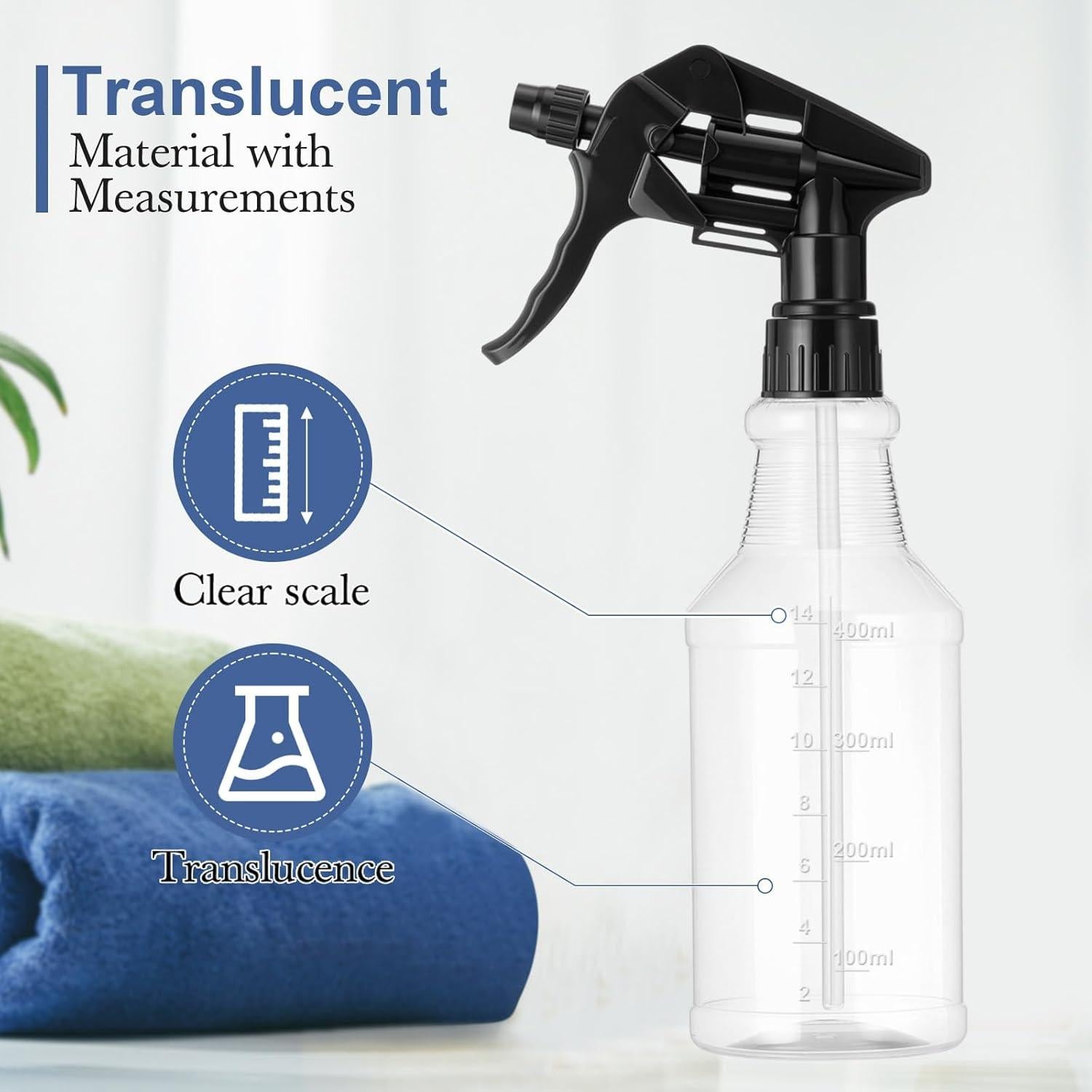 Eccliy 20 Botellas de Spray Vacías 500 ml con Boquilla Ajustable