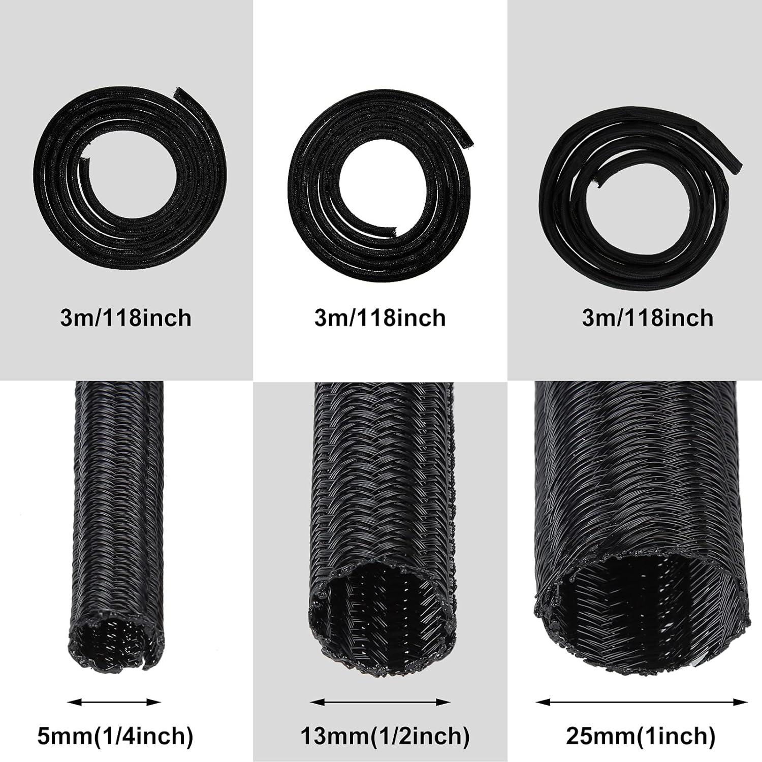 Protector de Cable Boao 3 Piezas Manga Dividida Negro 3m