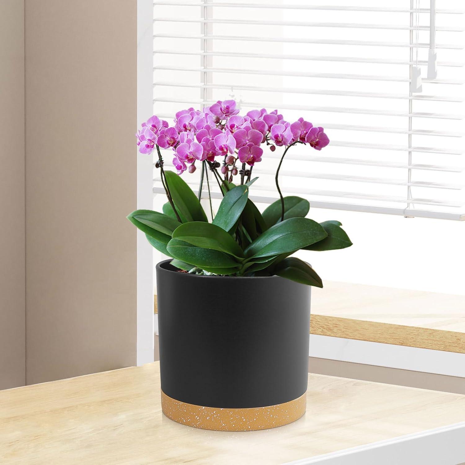 Conjunto de 3 Macetas Cilíndricas WSMKSZ 10.2-15.2 cm Negro