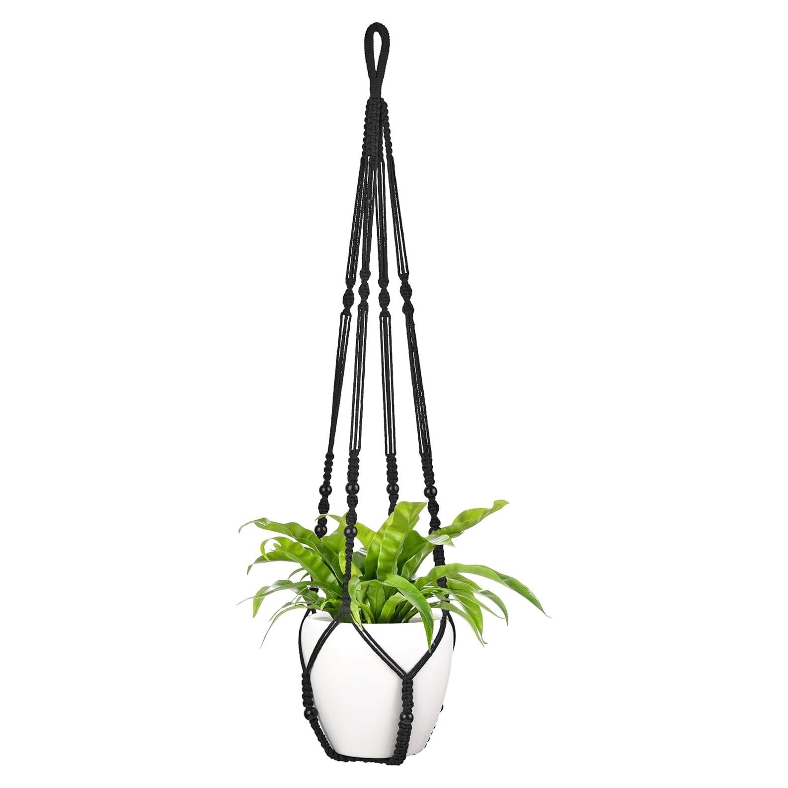 Colgador de Plantas de Macramé Mkono 109 cm Negro para Macetas 30 cm