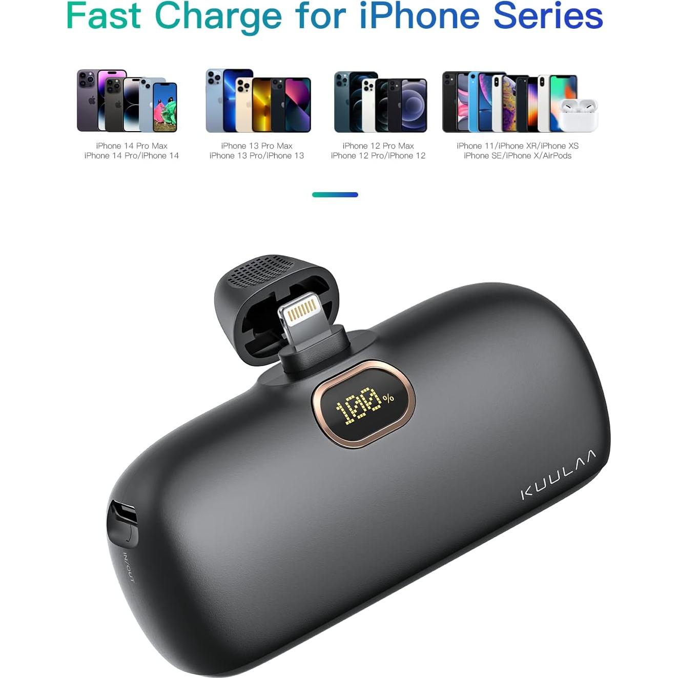 Cargador Portátil Kuulaa 5000mAh con Cable Lightning Integrado