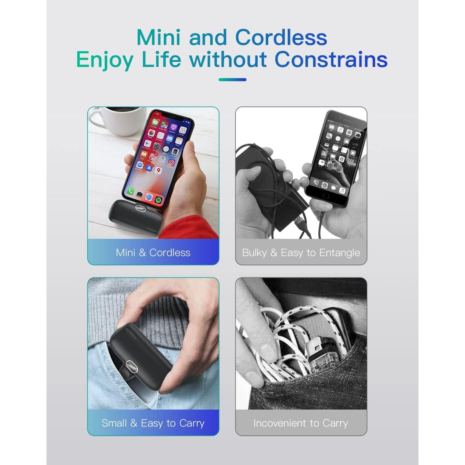 Cargador Portátil Kuulaa 5000mAh con Cable Lightning Integrado