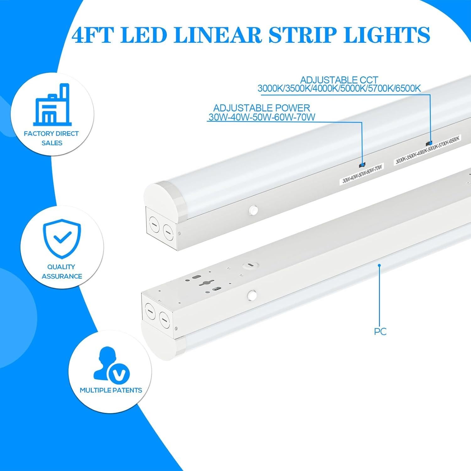 Luz de Tira LED Lineal 4 Pies rgbylediison 30W-70W Regulable