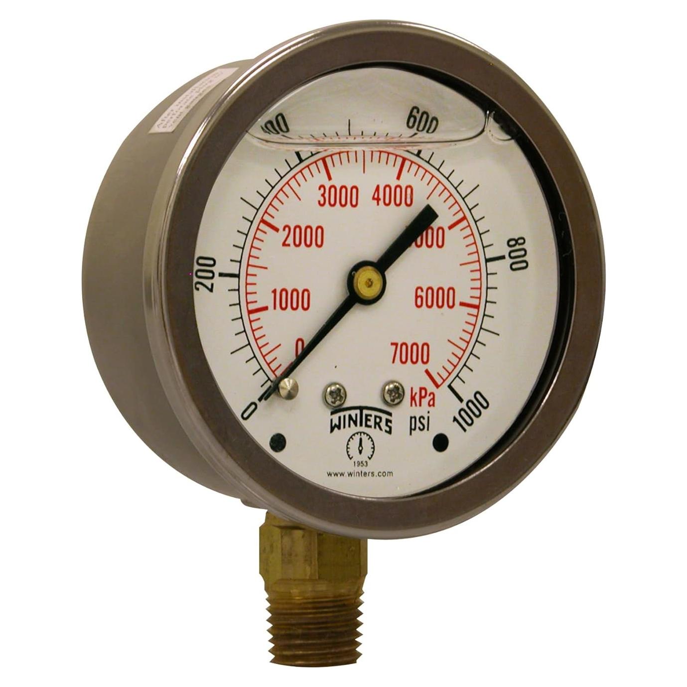 Manómetro Industrial Winters PFQ 0-1,000 psi, 63 mm, Acero Inoxidable