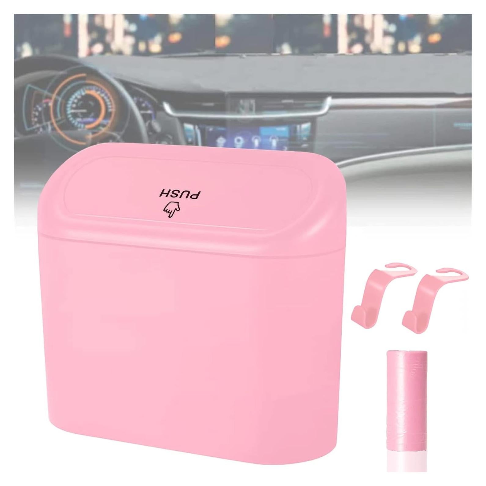 Basurero de coche Tulsondai rosa con 20 bolsas y 2 ganchos