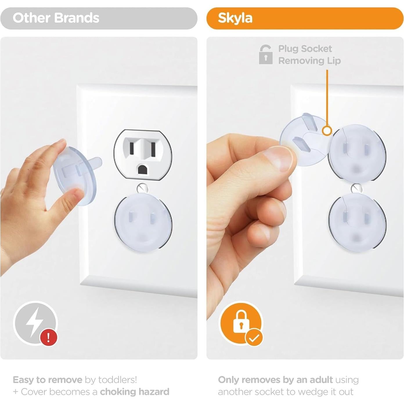 50 Cubiertas de Enchufe a Prueba de Niños PP Transparentes