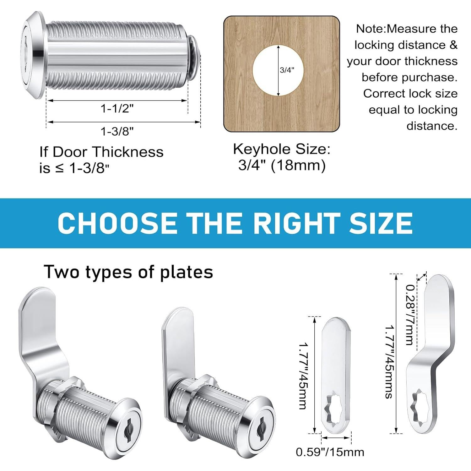 Juego de Cerraduras de Gabinete Kenning 24 Piezas 38mm
