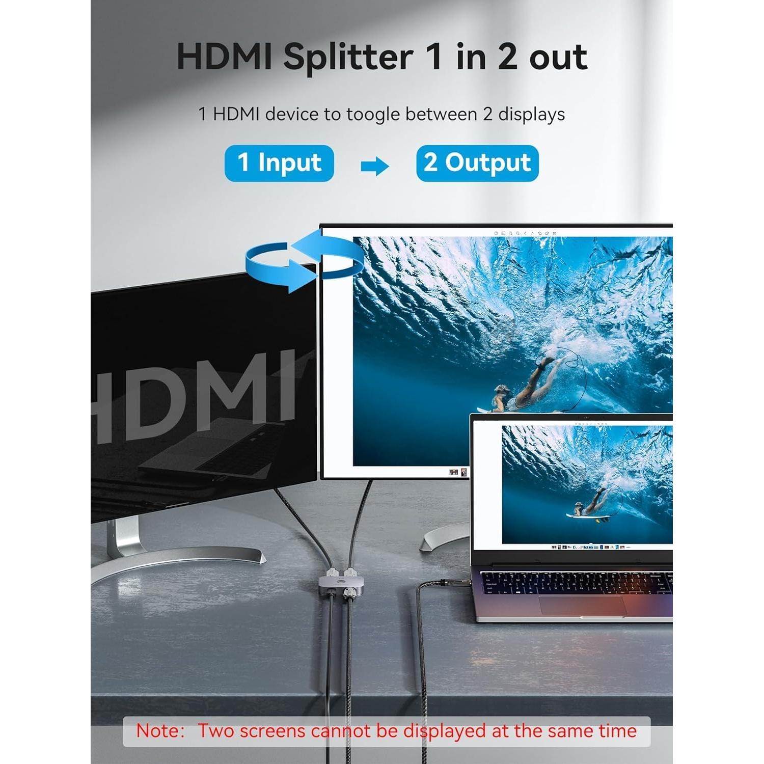 Switch HDMI 2 en 1 VENTION 8K 4K 120Hz con LED