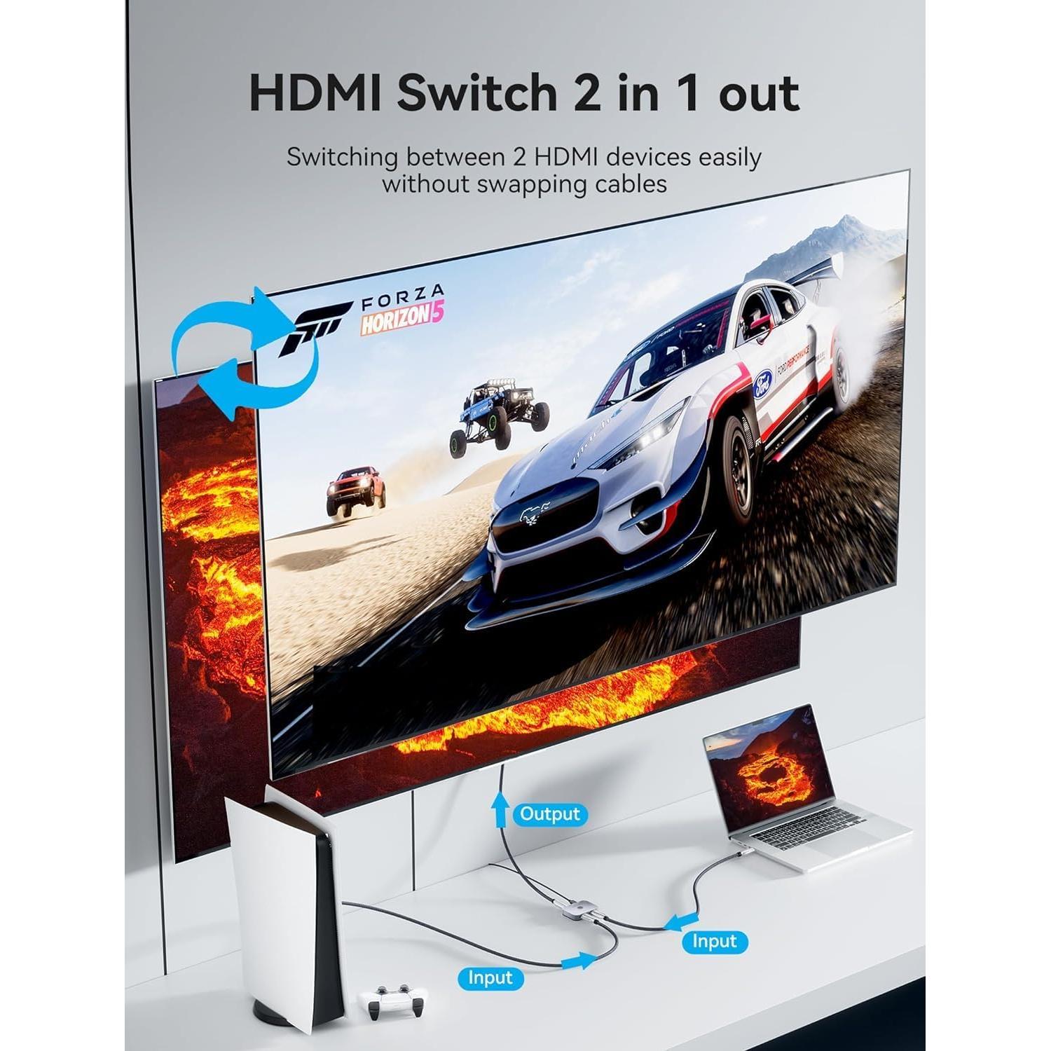 Switch HDMI 2 en 1 VENTION 8K 4K 120Hz con LED