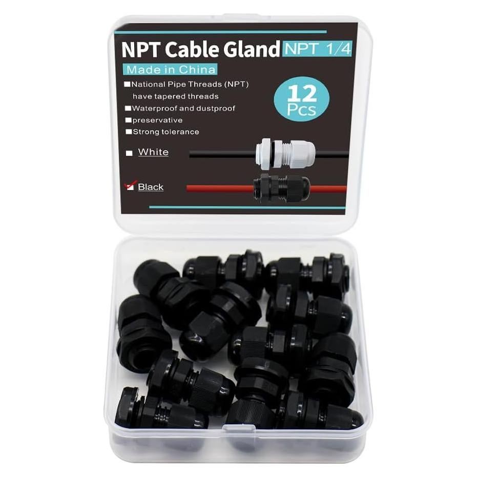 Kit de Conectores de Cable NPT 1/4" 12PCS YQMIGU Impermeables