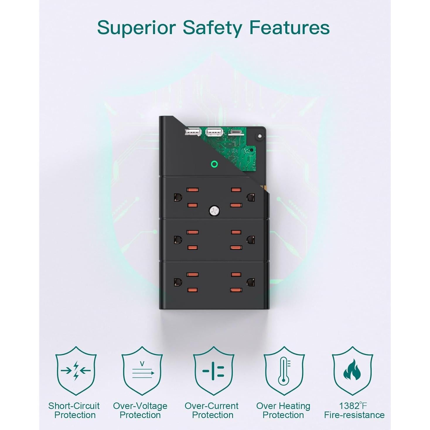 Multi Enchufe Protector de Sobretensión Addtam 12 Salidas USB