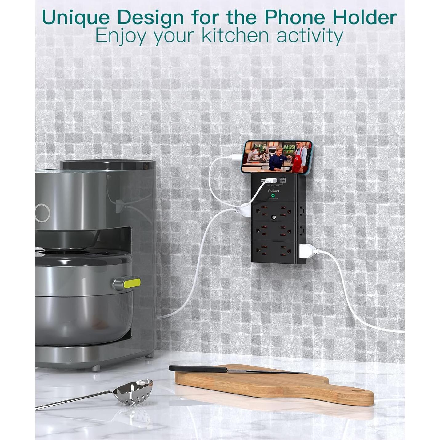 Multi Enchufe Protector de Sobretensión Addtam 12 Salidas USB