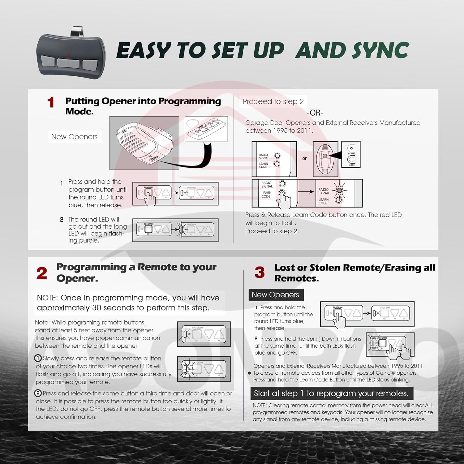 Control Remoto Genie GITR-3 para Puerta de Garaje - 3 Años Garantía