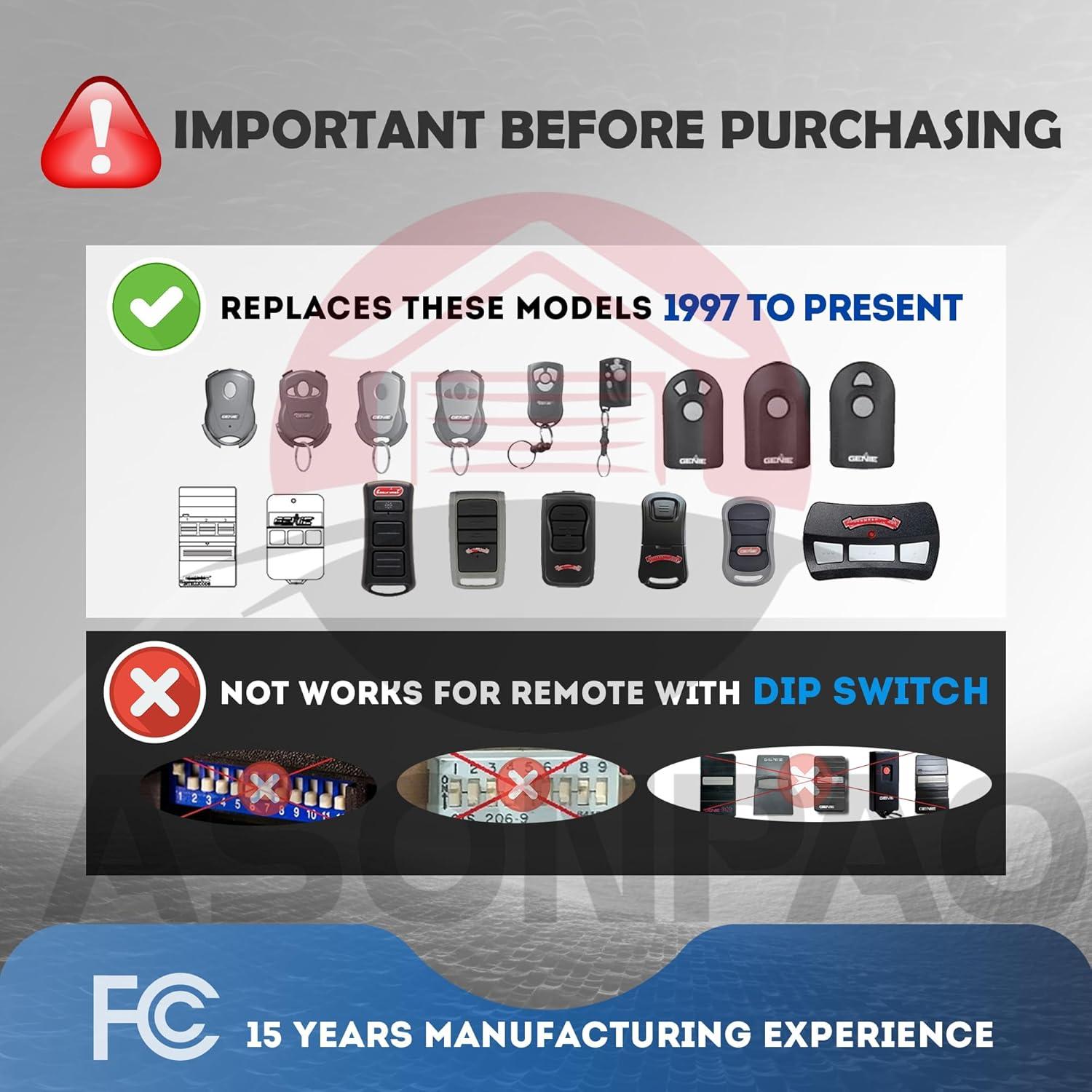 Control Remoto GITR-3 para Puerta de Garaje Genie - 3 Años Garantía