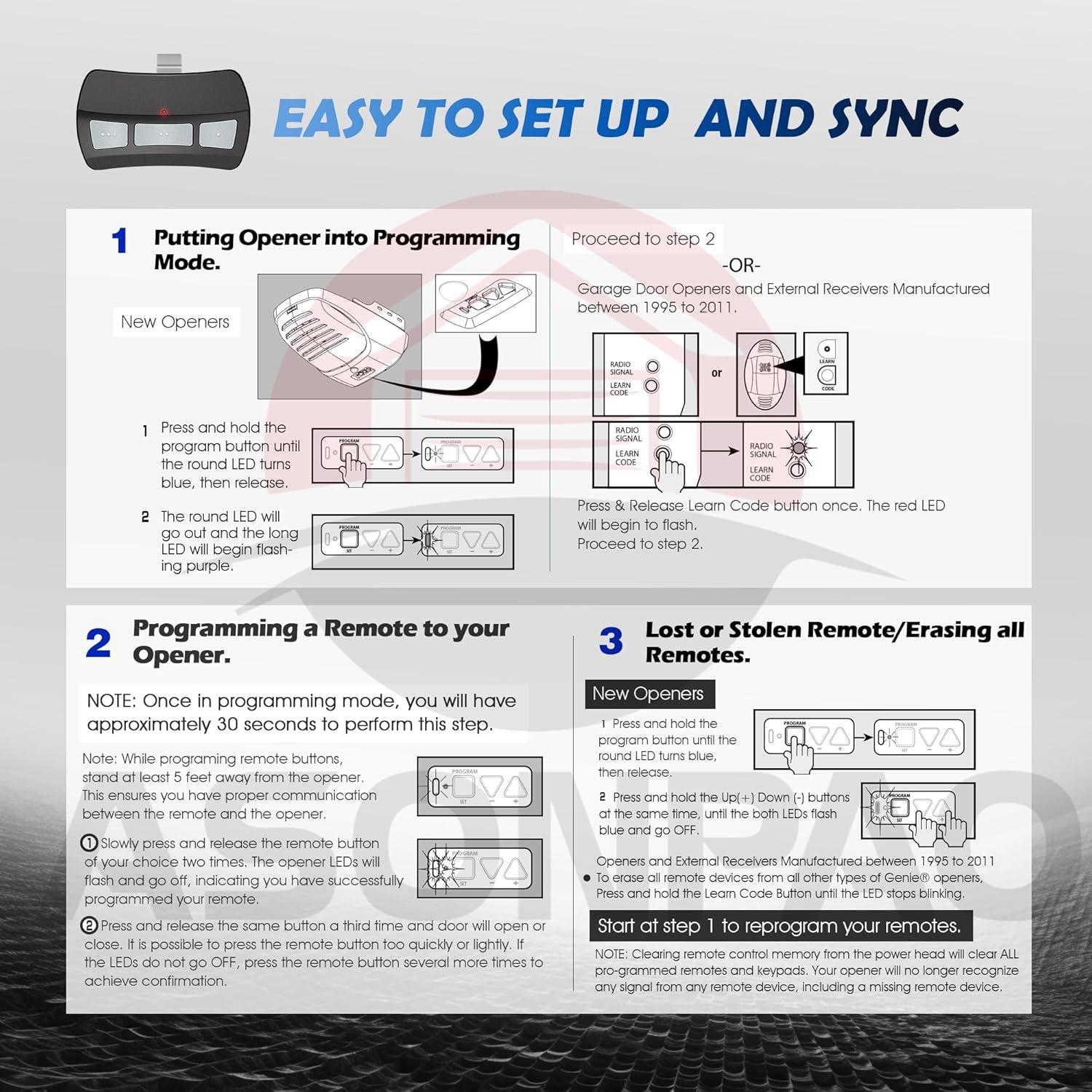 Control Remoto GITR-3 para Puerta de Garaje Genie - 3 Años Garantía