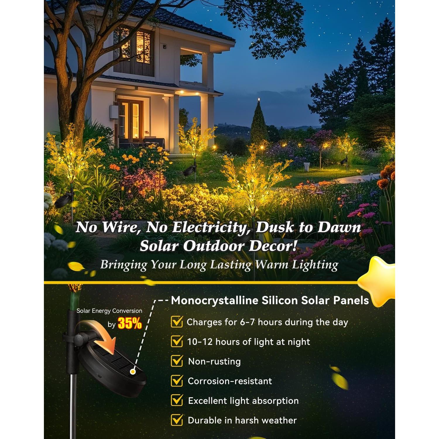 Luces Solares Decorativas Neporal 2PK - Flores Doradas Impermeables