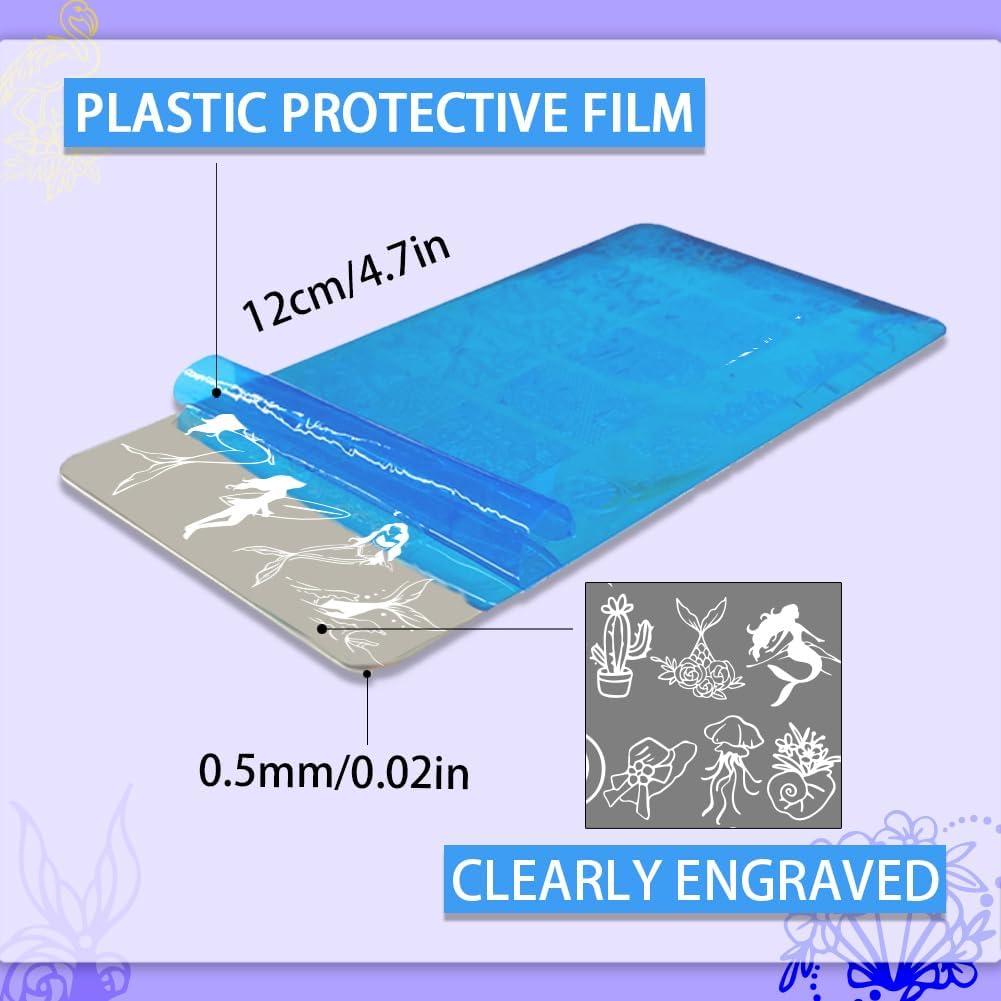 Plantillas de Arte de Uñas PH PandaHall - 5 Piezas Sirena