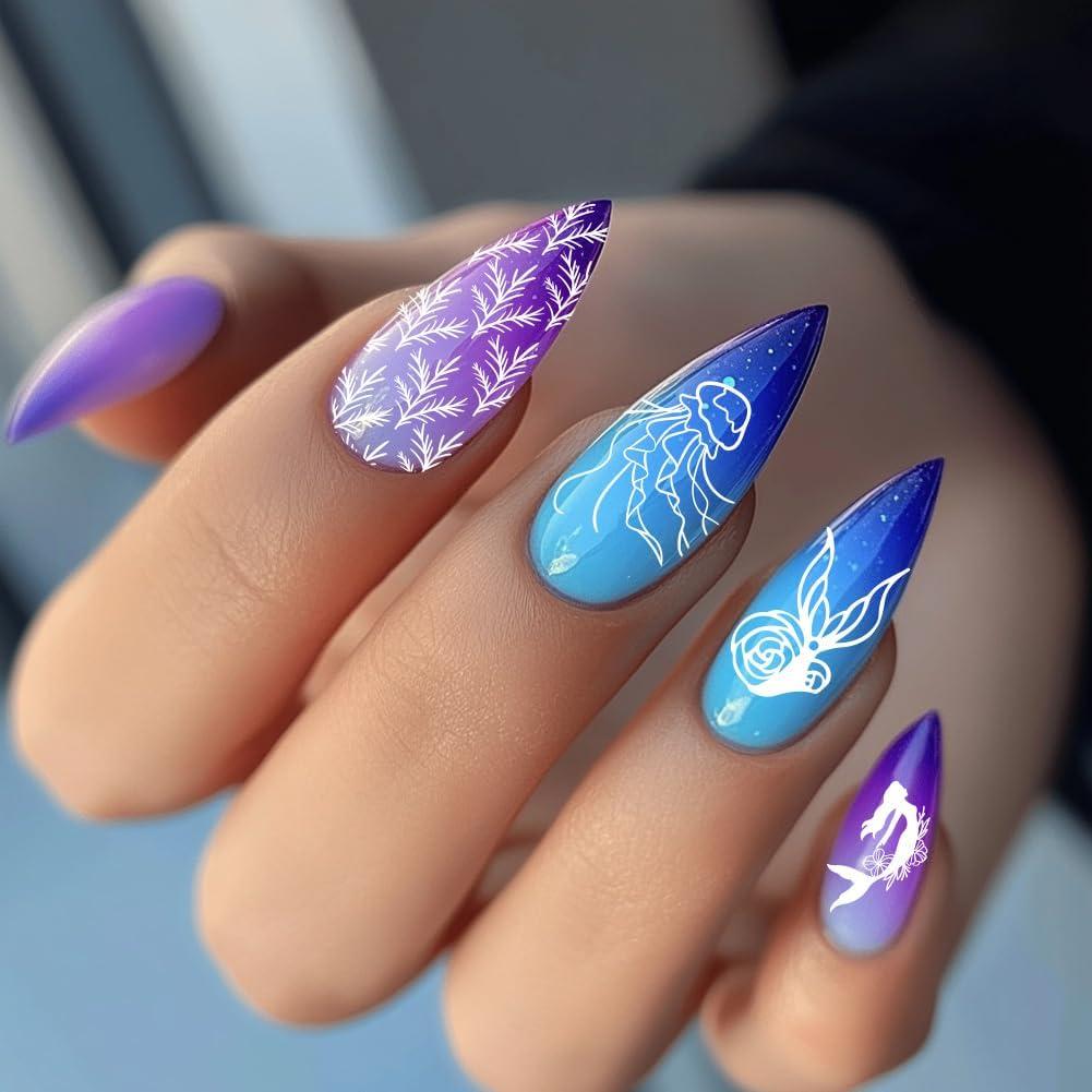 Plantillas de Arte de Uñas PH PandaHall - 5 Piezas Sirena