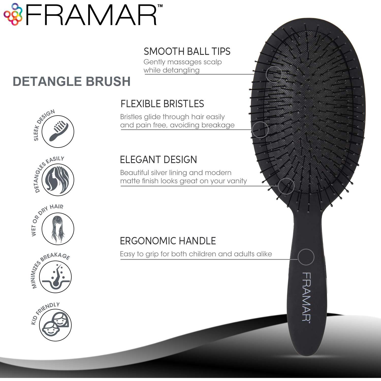 Cepillo Desenredante Framar para Cabello Rizado - Negro