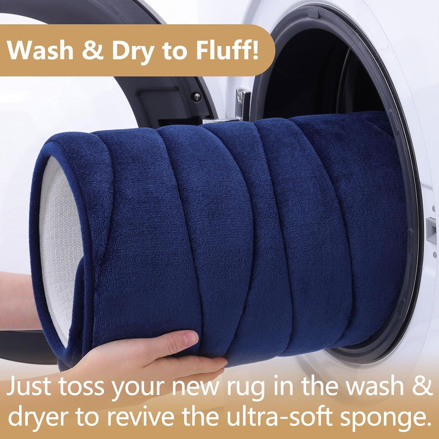 Alfombra de Baño Buganda 61x41 cm Azul Marino Antideslizante