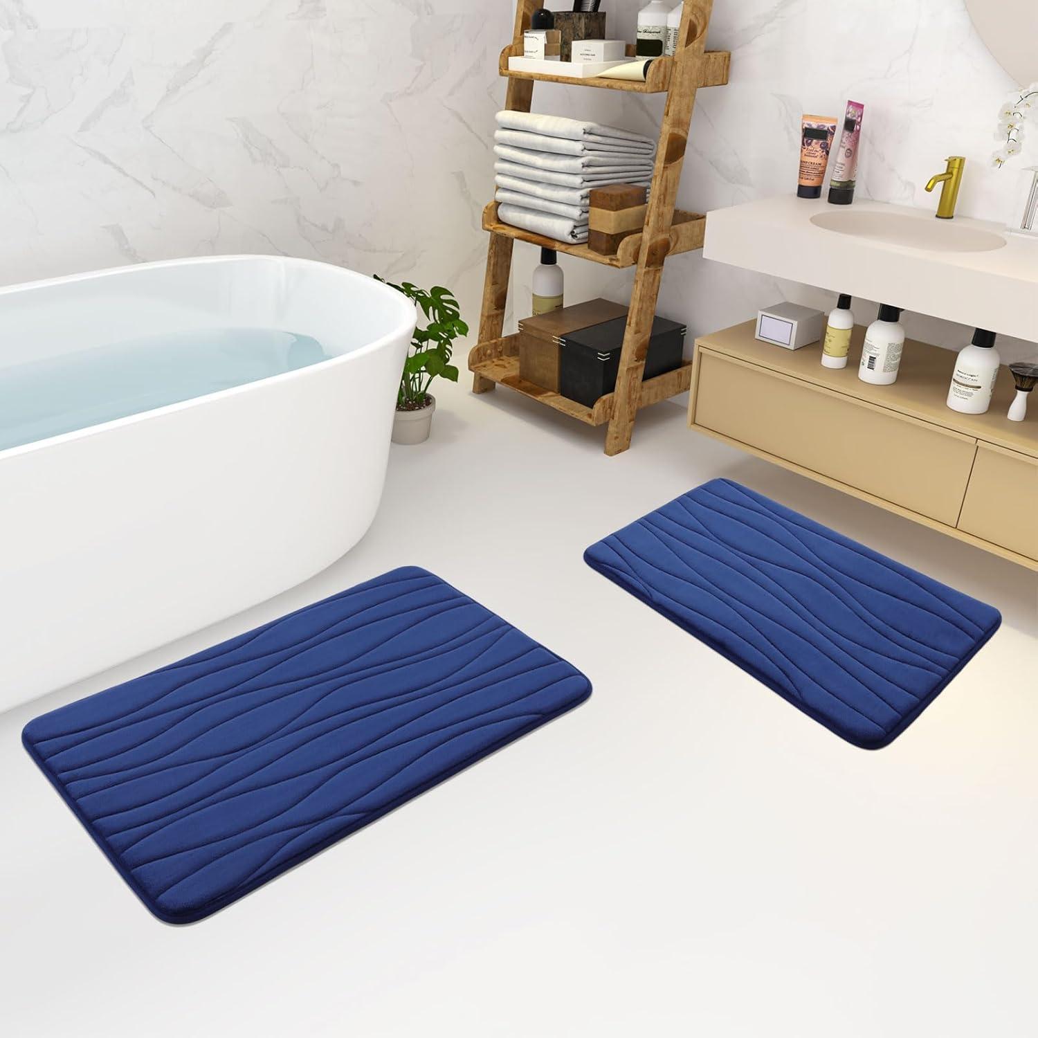 Alfombra de Baño Buganda 61x41 cm Azul Marino Antideslizante