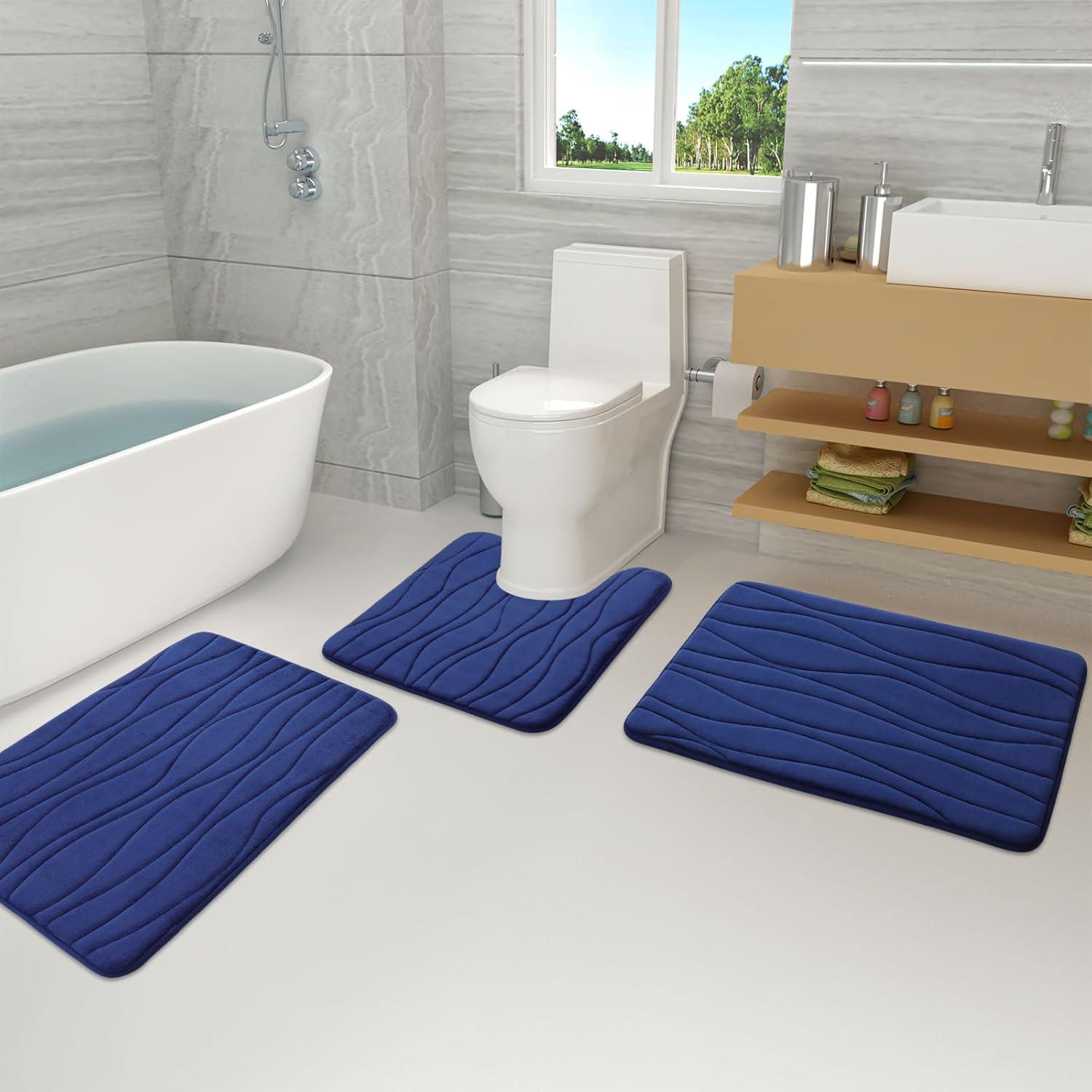 Alfombra de Baño Buganda 61x41 cm Azul Marino Antideslizante