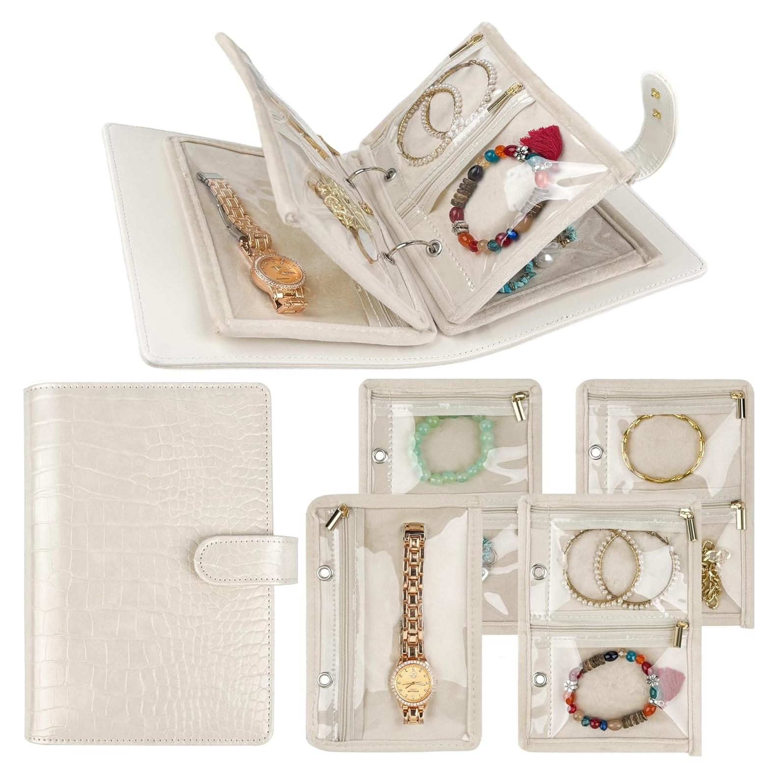 Organizador de Joyería de Viaje LingLingo Beige 14 Compartimentos