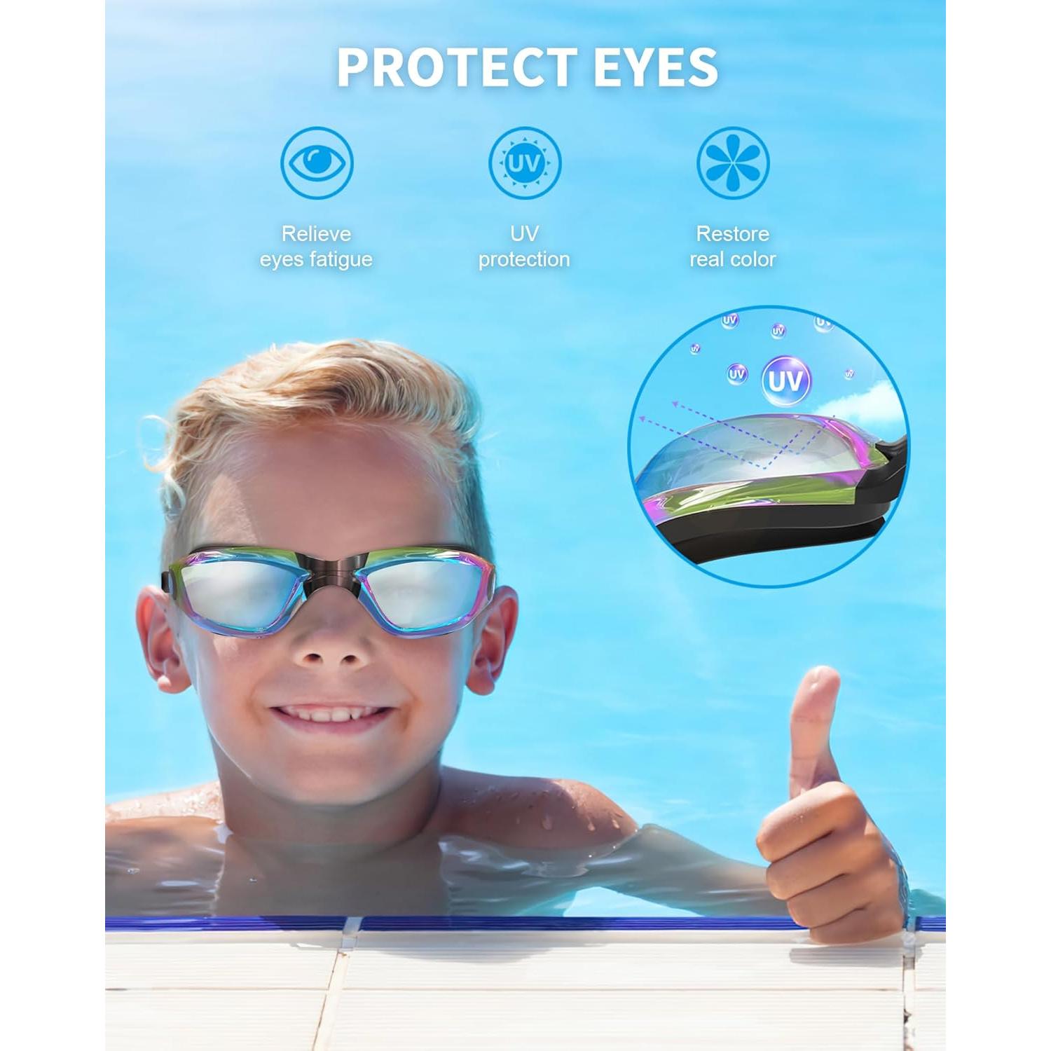 Gafas de natación Hurdilen para niños 3-15 años con clip y tapones