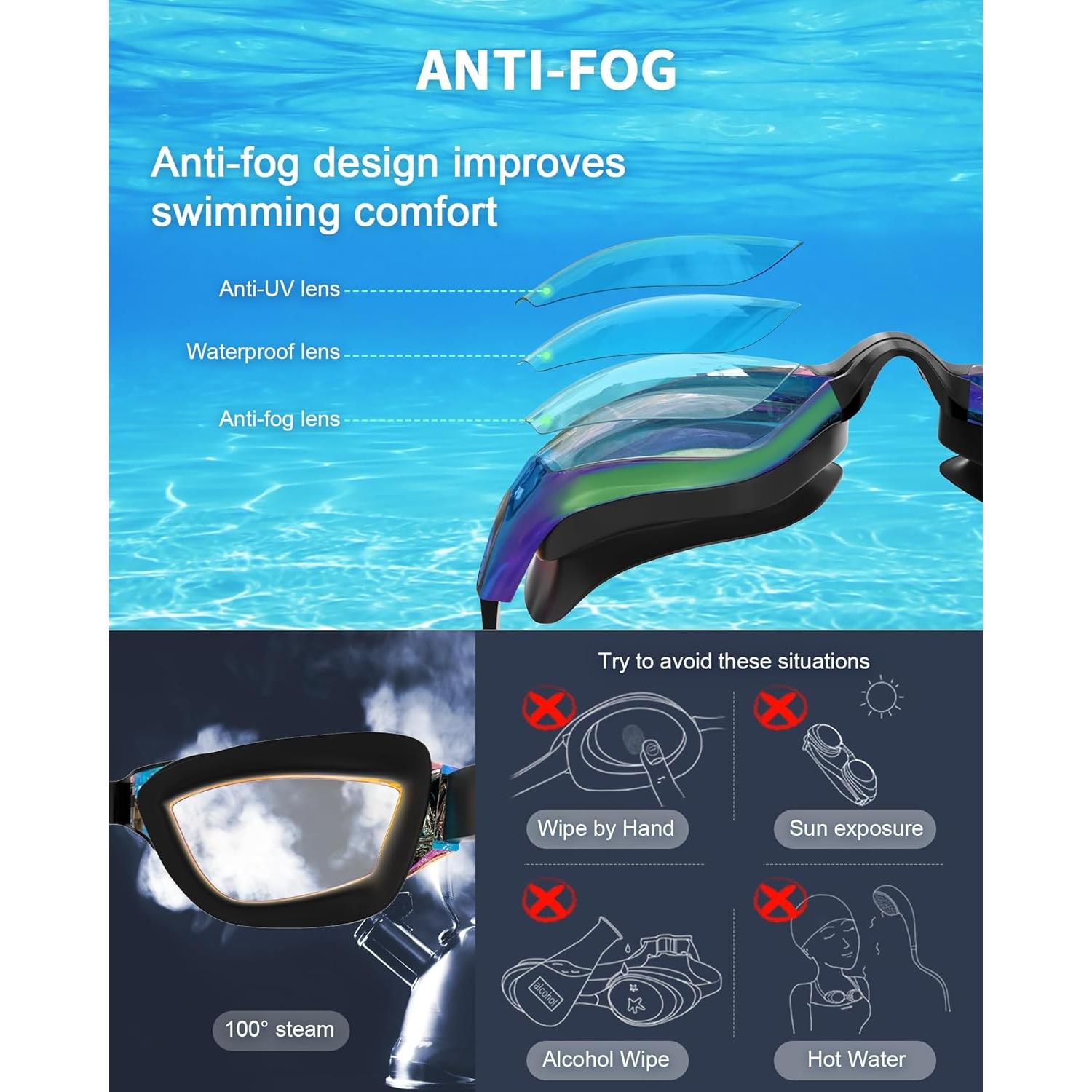 Gafas de natación Hurdilen para niños 3-15 años con clip y tapones