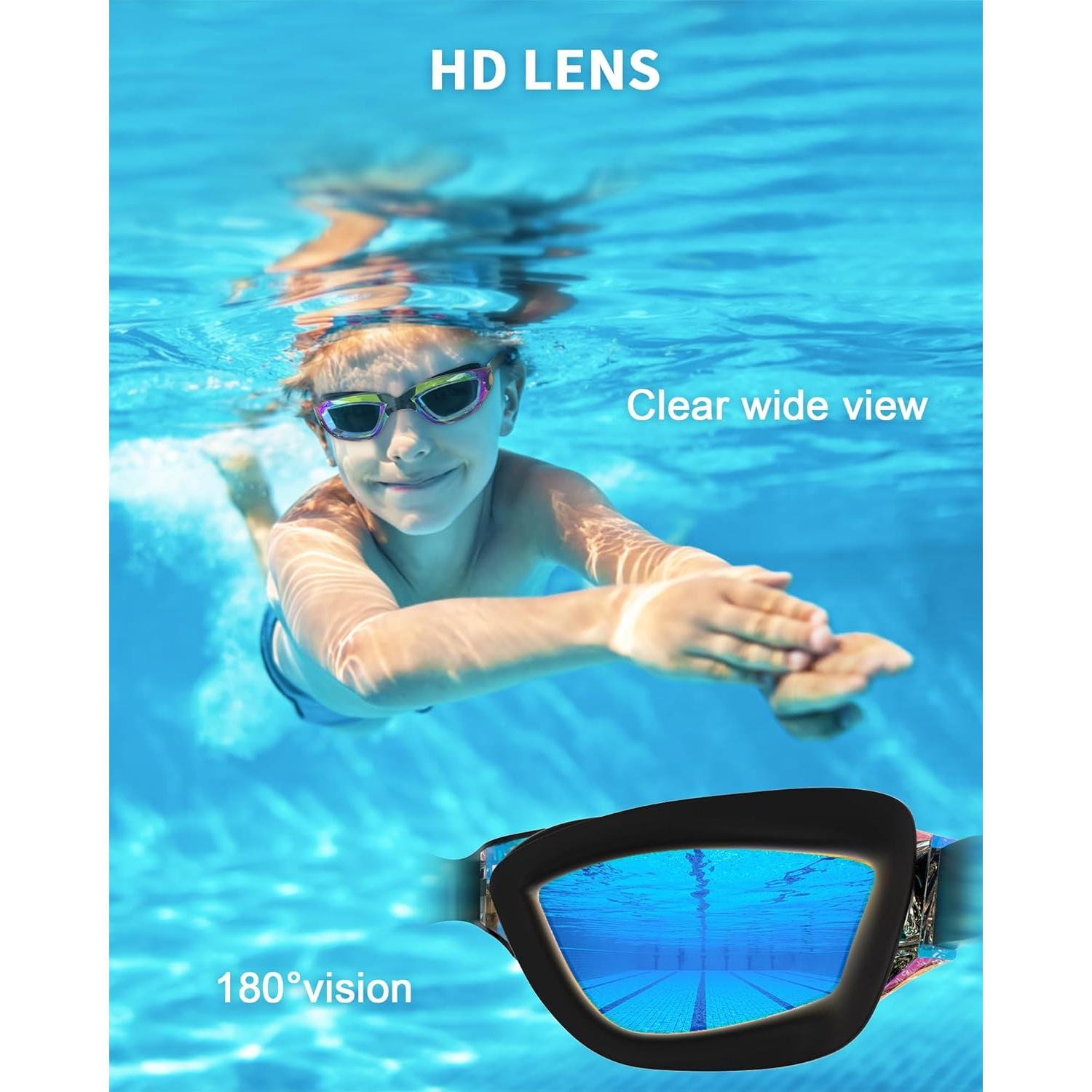 Gafas de natación Hurdilen para niños 3-15 años con clip y tapones